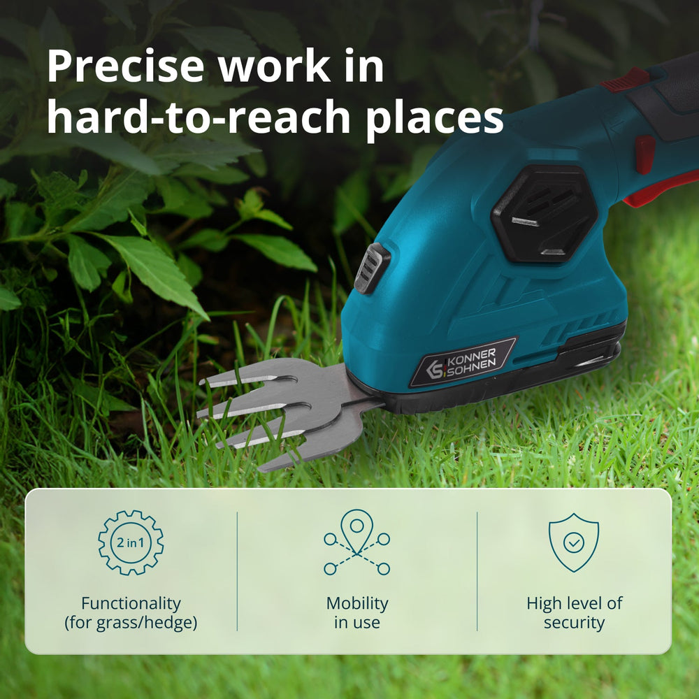 Cordless 2 in 1 Grass Shear and Hedge Trimmer with Telescopic Extension Pole KS SHT-8V + Extension Pole