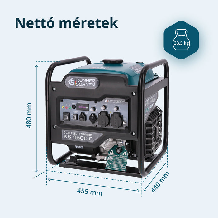 Kettős Üzemanyagú Inverteres Generátor KS 4500iG