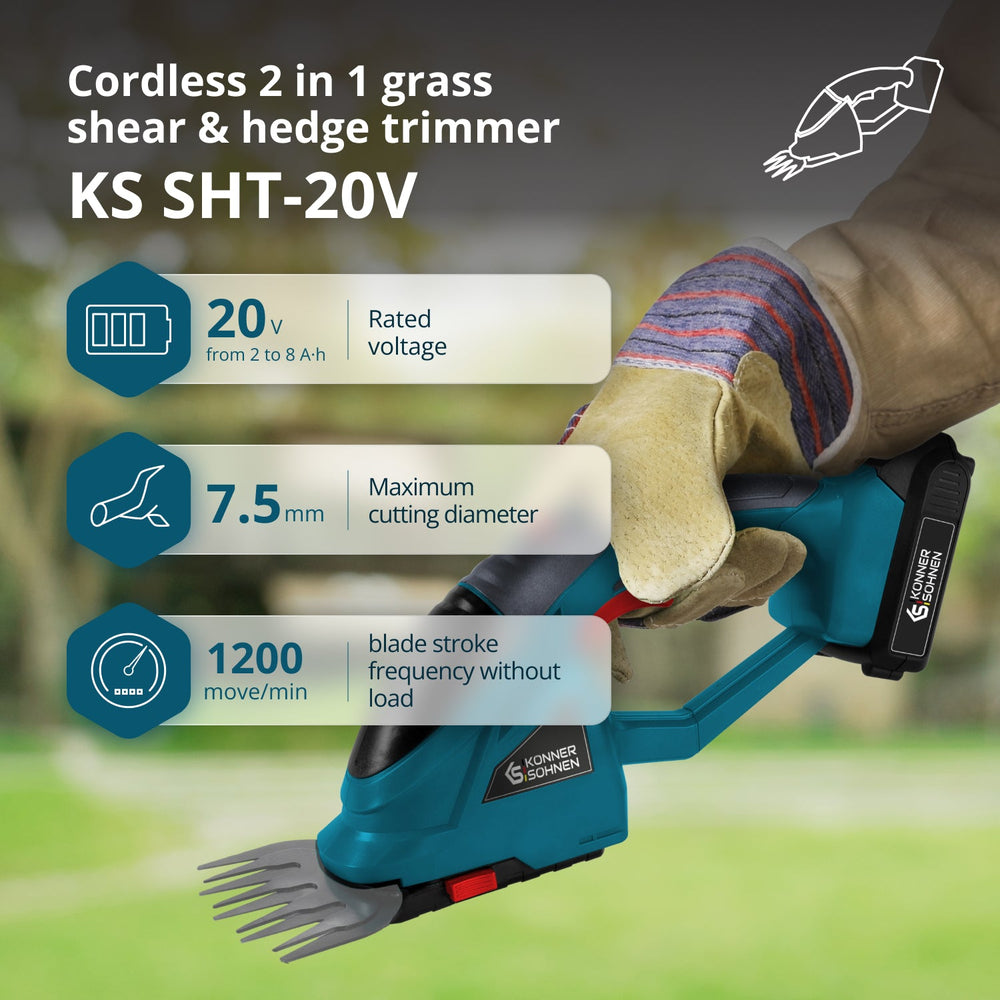 Cordless 2 in 1 Grass Shear and Hedge Trimmer KS SHT-20V