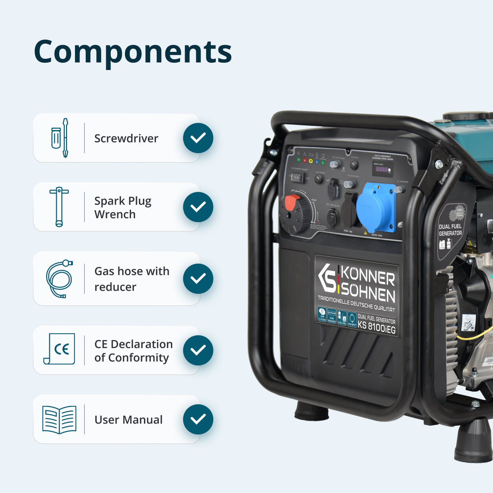 LPG/gasoline inverter generator KS 8100iEG