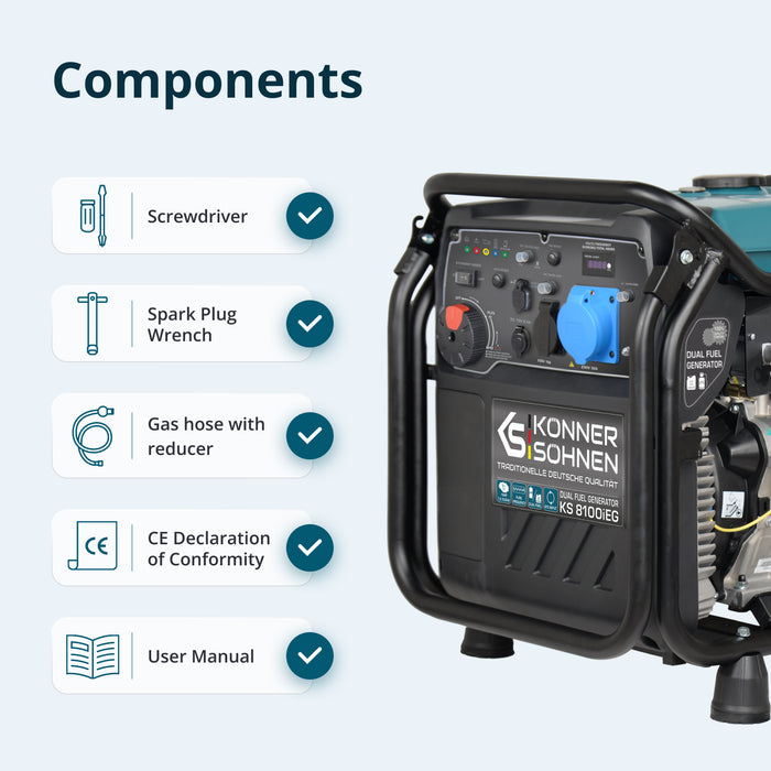 LPG/gasoline inverter generator KS 8100iEG