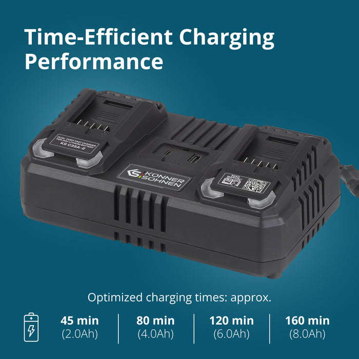 Dual charger for 20V rechargeable batteries KS C35A-2