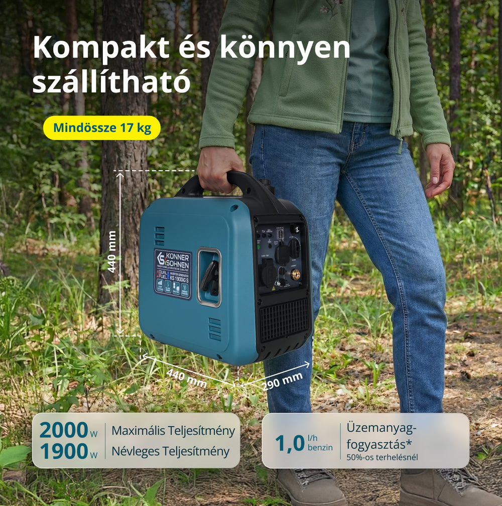 Inverteres generátor (LPG/benzin) KS 1900iG S