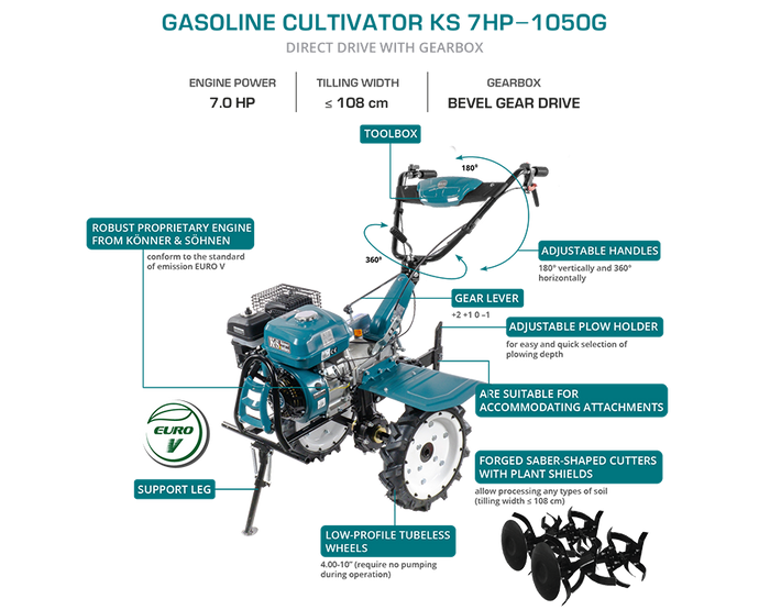 Gasoline tiller KS 7HP-1050G
