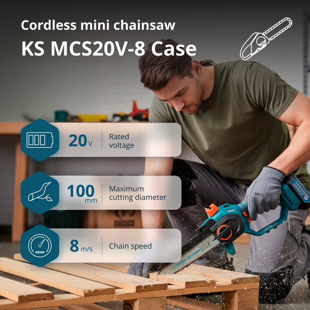 Cordless Mini Chainsaw KS MCS20V-8 CASE PLUS